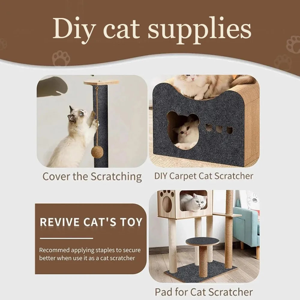 Self-Adhesive Cat Scratching Mat Trimmable Carpet Furniture Protector