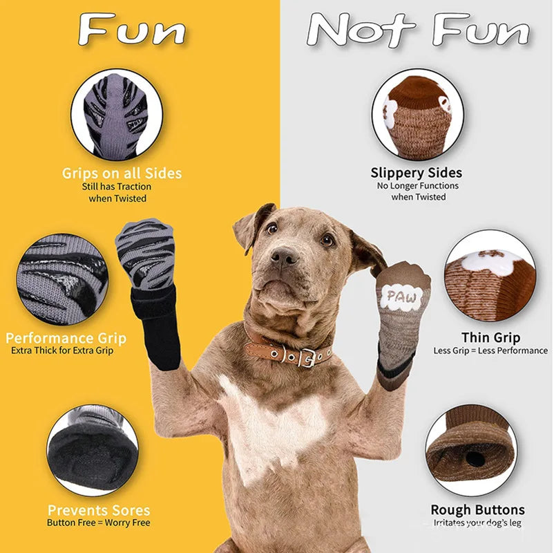 4-Piece Waterproof Anti-Slip Dog Socks for Dogs & Cats
