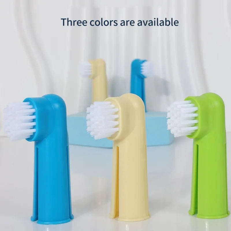 3-Piece Pet Toothbrush Set, Finger & Dual-Head Brushes for Dogs & Cats