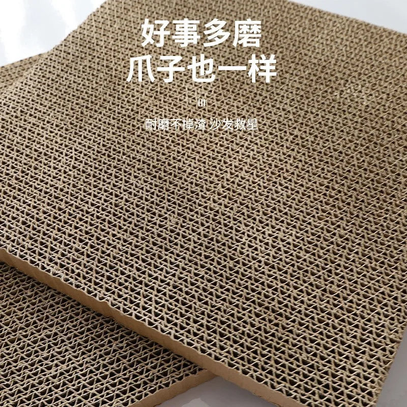 2-Panel Cardboard Cat Scratcher Lounge Bed, Replaceable Pad