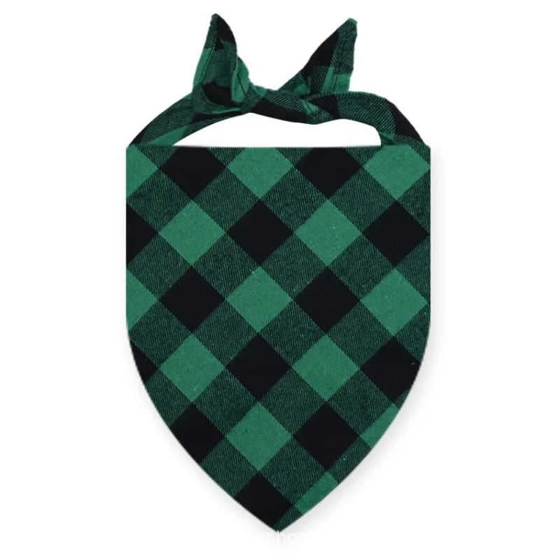 Plaid Fall Dog Bandana, Washable Cotton Bow Tie Collar Scarf