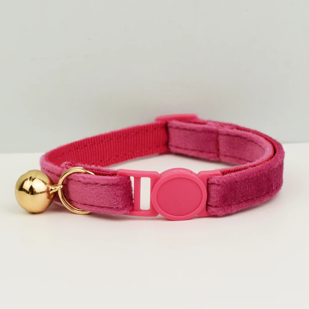 Adjustable Velvet Cat Collar with Bowknot, Safe Breakaway Style