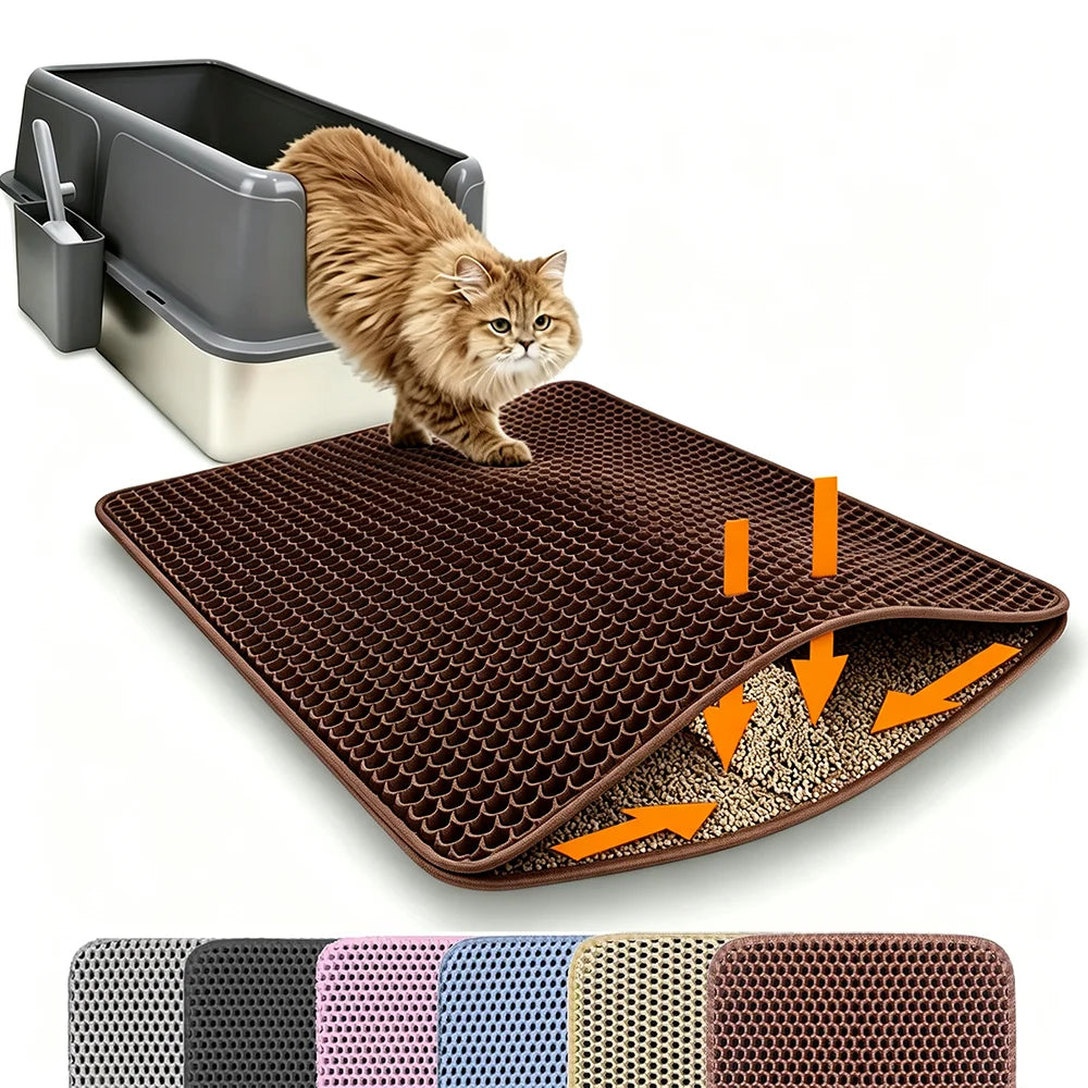 Double-Layer Cat Litter Trapping Mat, Waterproof Non-Slip Pad