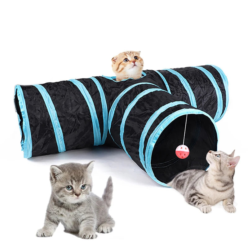 Collapsible 3-Way Cat Tunnel Toy, Breathable Indoor Play Tube