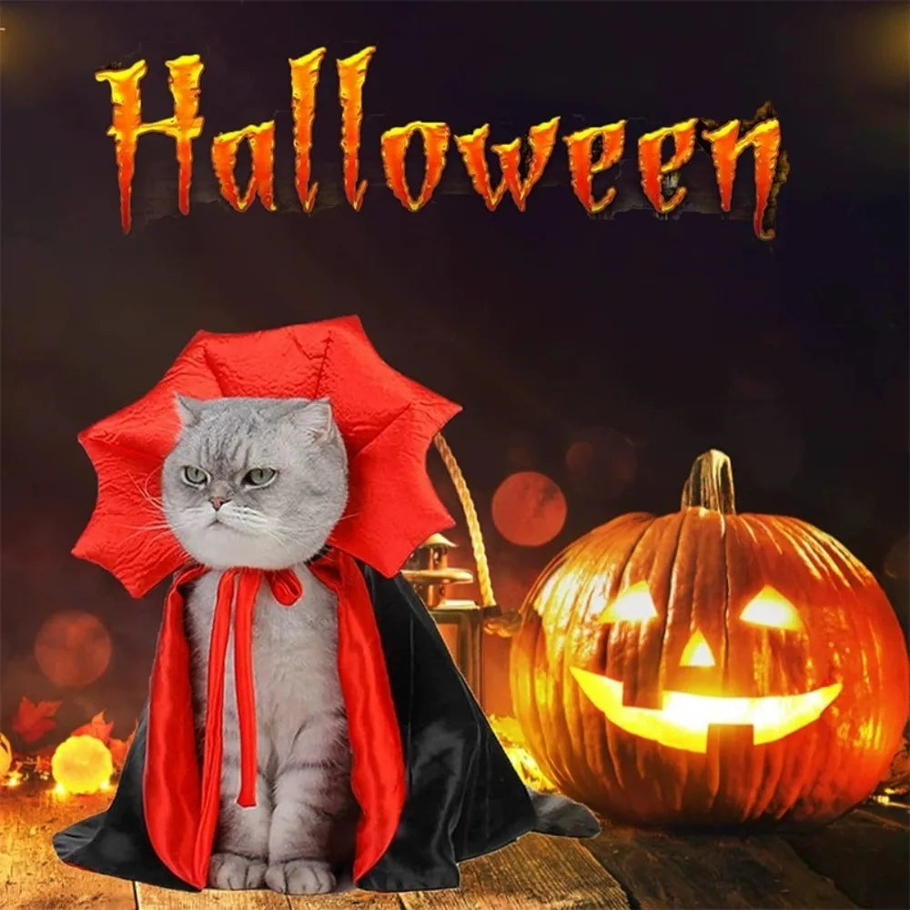Halloween Vampire Cloak Costume for Dogs and Cats, Adjustable Cape