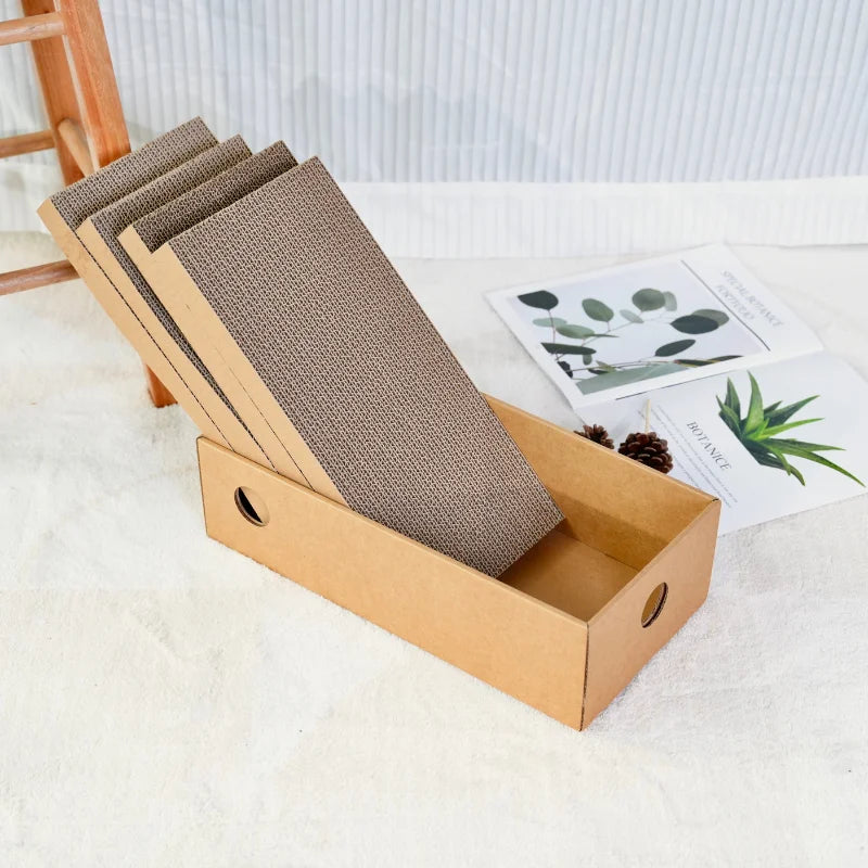 4-Pack Cardboard Cat Scratching Boxes for Indoor Cats and Kittens