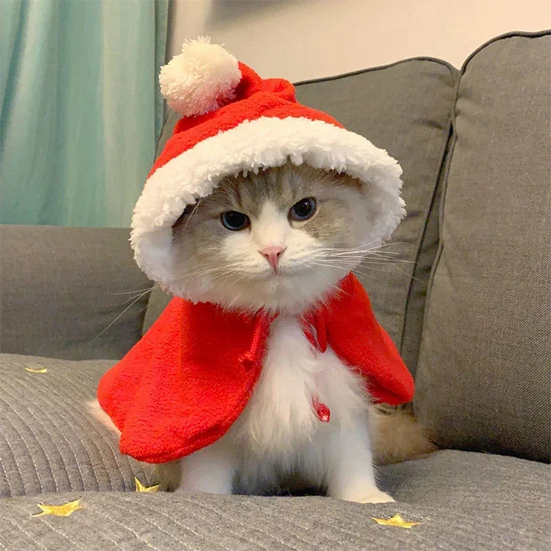 Santa Claus Cape Costume for Cats & Small Dogs, Christmas