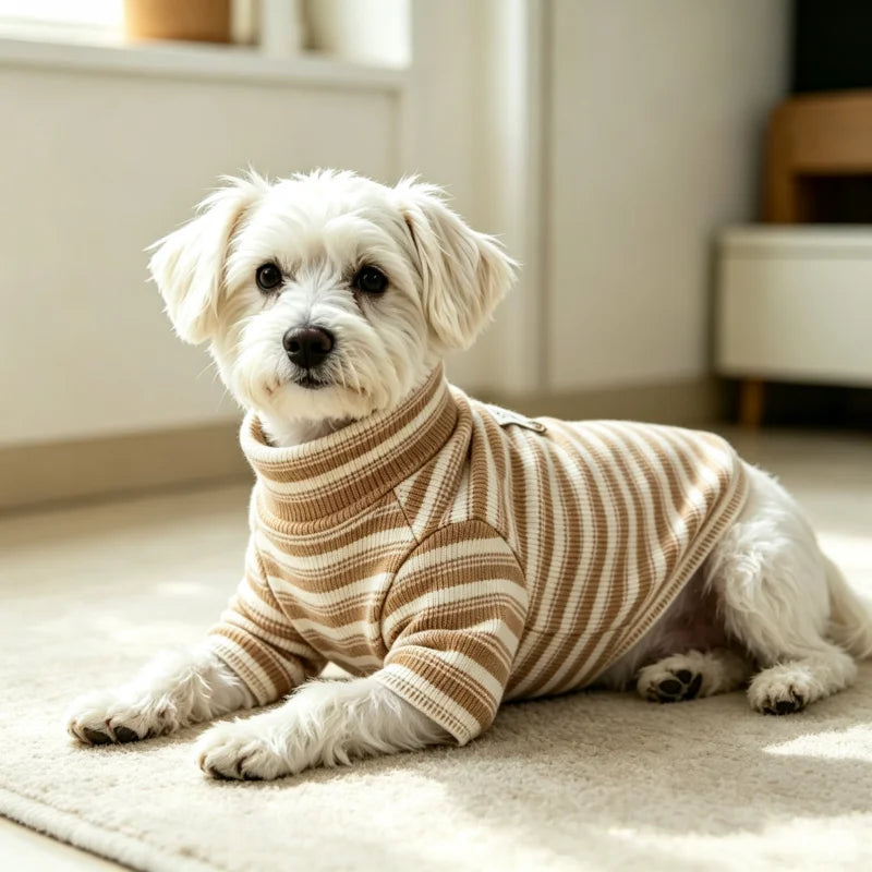 Striped Fleece Dog Vest, Soft Warm Fall Shirt for Small Dogs & Cats