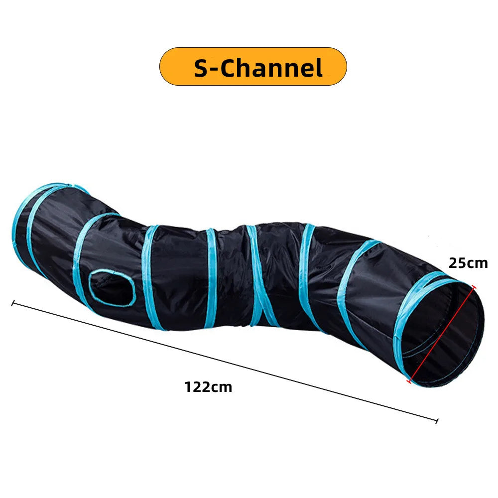 Foldable Cat Play Tunnel, Crinkle Peek-a-Boo Tube Toy