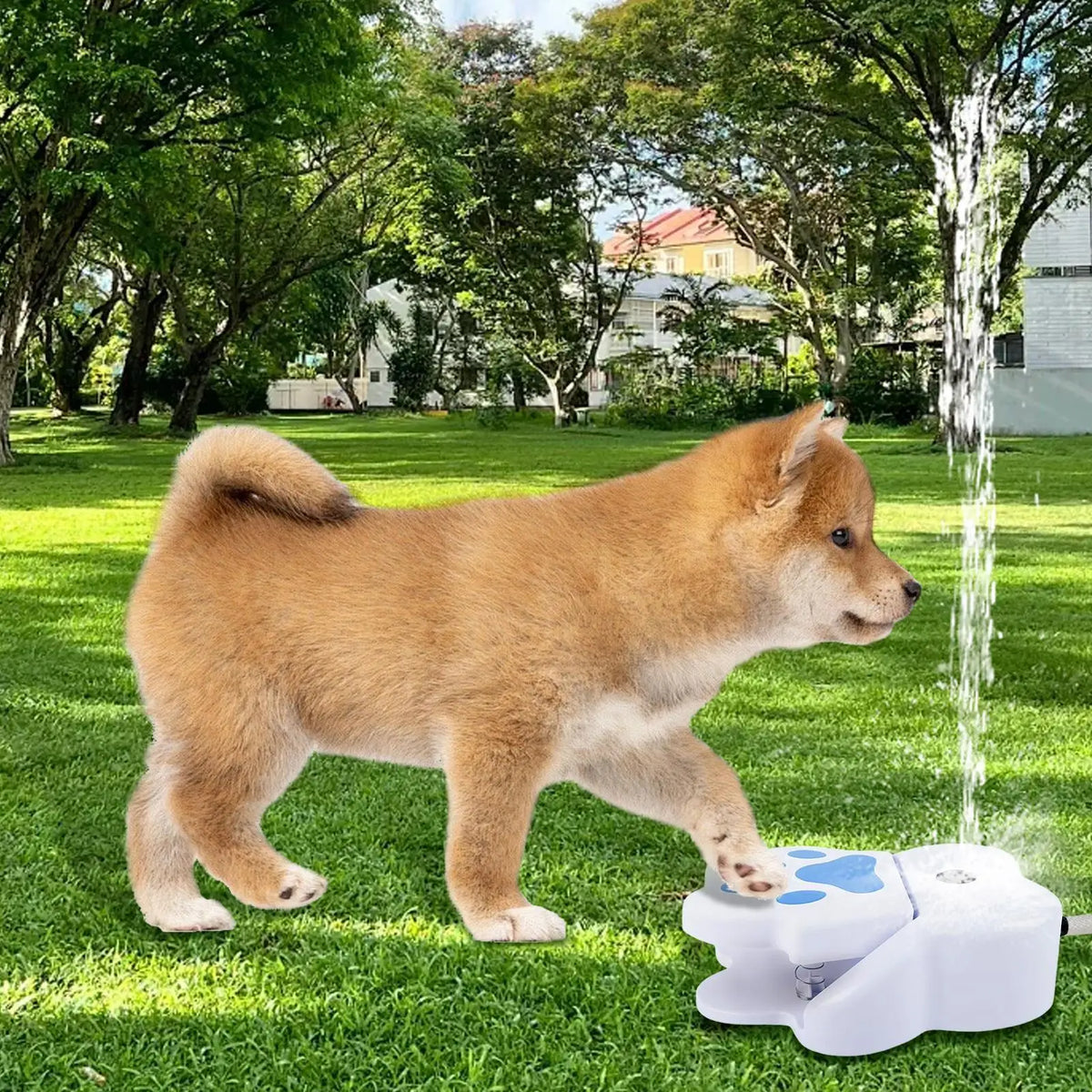 Step-On Dog Water Fountain, Paw-Activated Outdoor Drinker