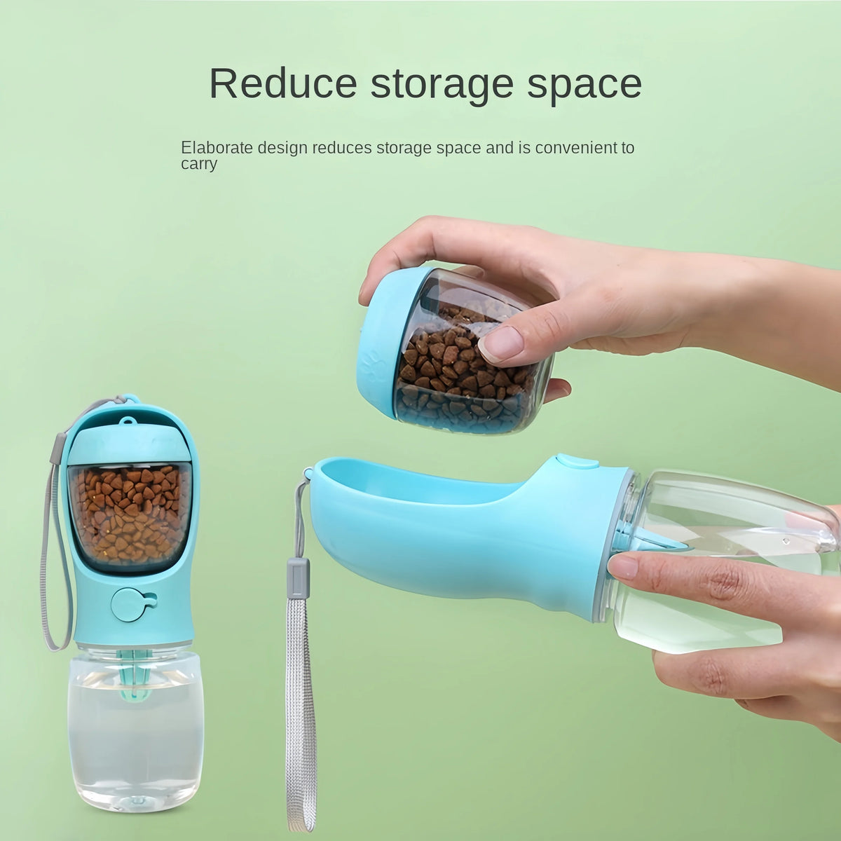 2-in-1 Pet Travel Water Bottle with Food Container for Dogs & Cats