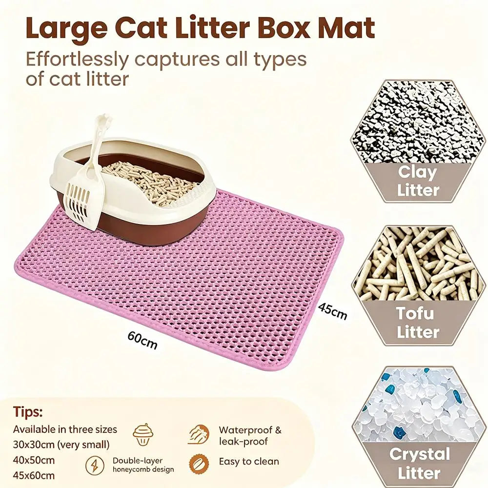 Double-Layer Cat Litter Trapping Mat, Waterproof Non-Slip Pad
