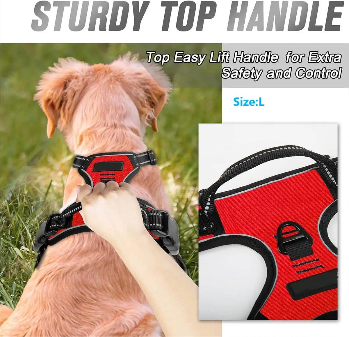 Adjustable No-Pull Dog Harness with Front Clip & Reflective Strips