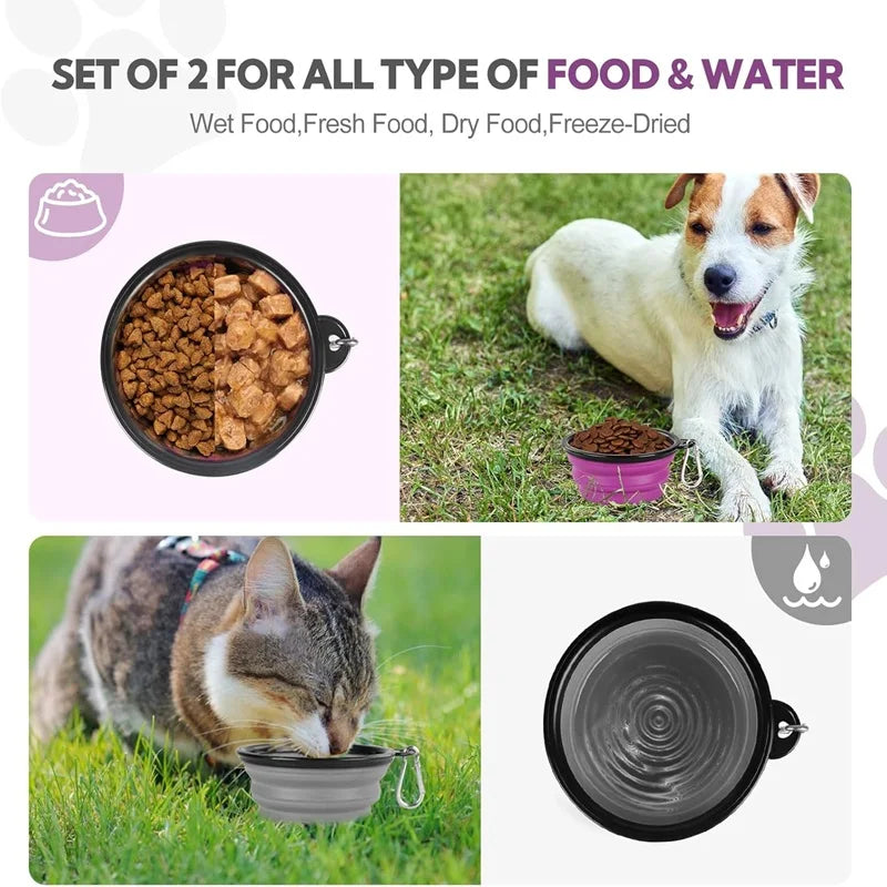 Portable Pet Food & Water Dispenser Bottle with Carabiner