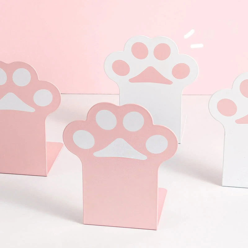 Paw Print Metal Bookends Pair, Non-Skid Book Stoppers for Pet Lovers