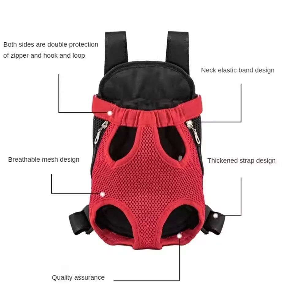 Breathable Mesh Pet Carrier Backpack, Hands-Free Front Carrier