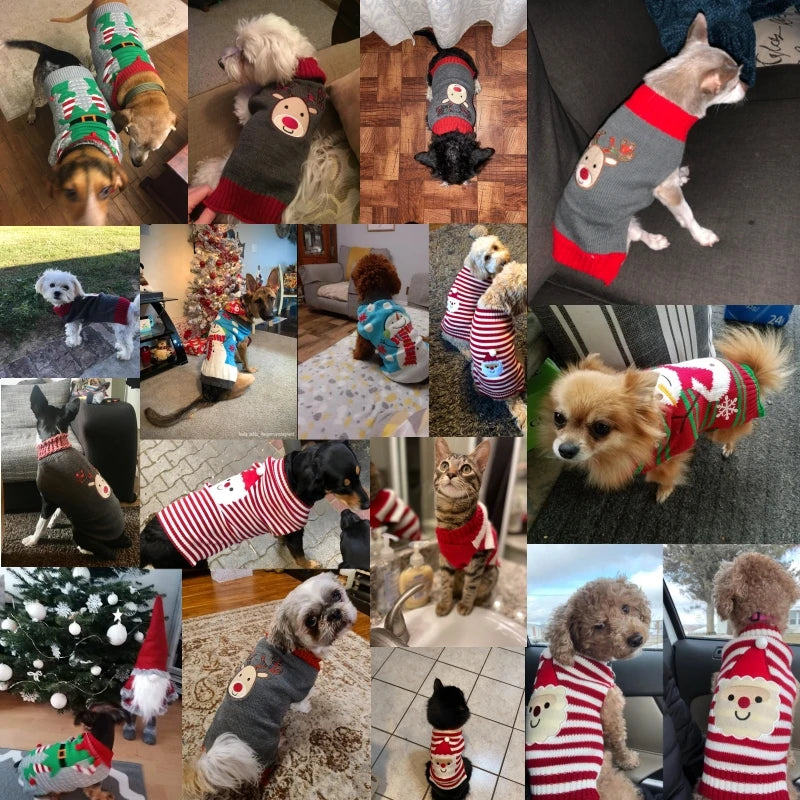 Christmas Dog Sweater, Winter Warm Xmas Outfit for Dogs