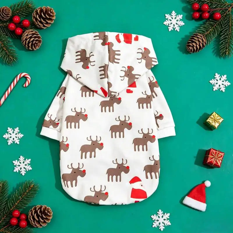 Christmas Printed Pet Hoodie for Dogs & Cats, Holiday Outfit