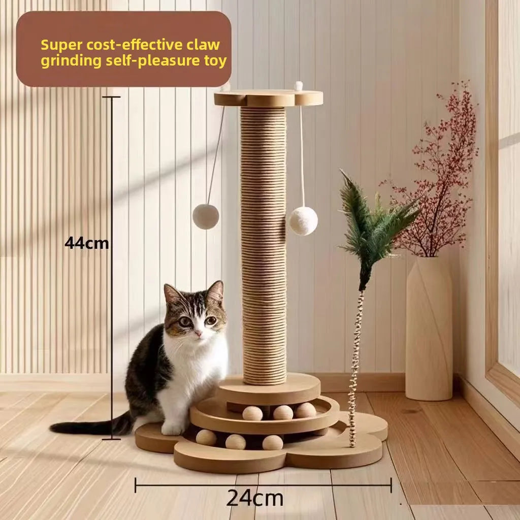 Sisal Cat Scratching Post with Climbing Frame & Play Toy