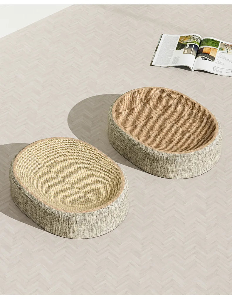 2-in-1 Oval Cardboard Cat Scratcher Bed, Corrugated Scratching Nest