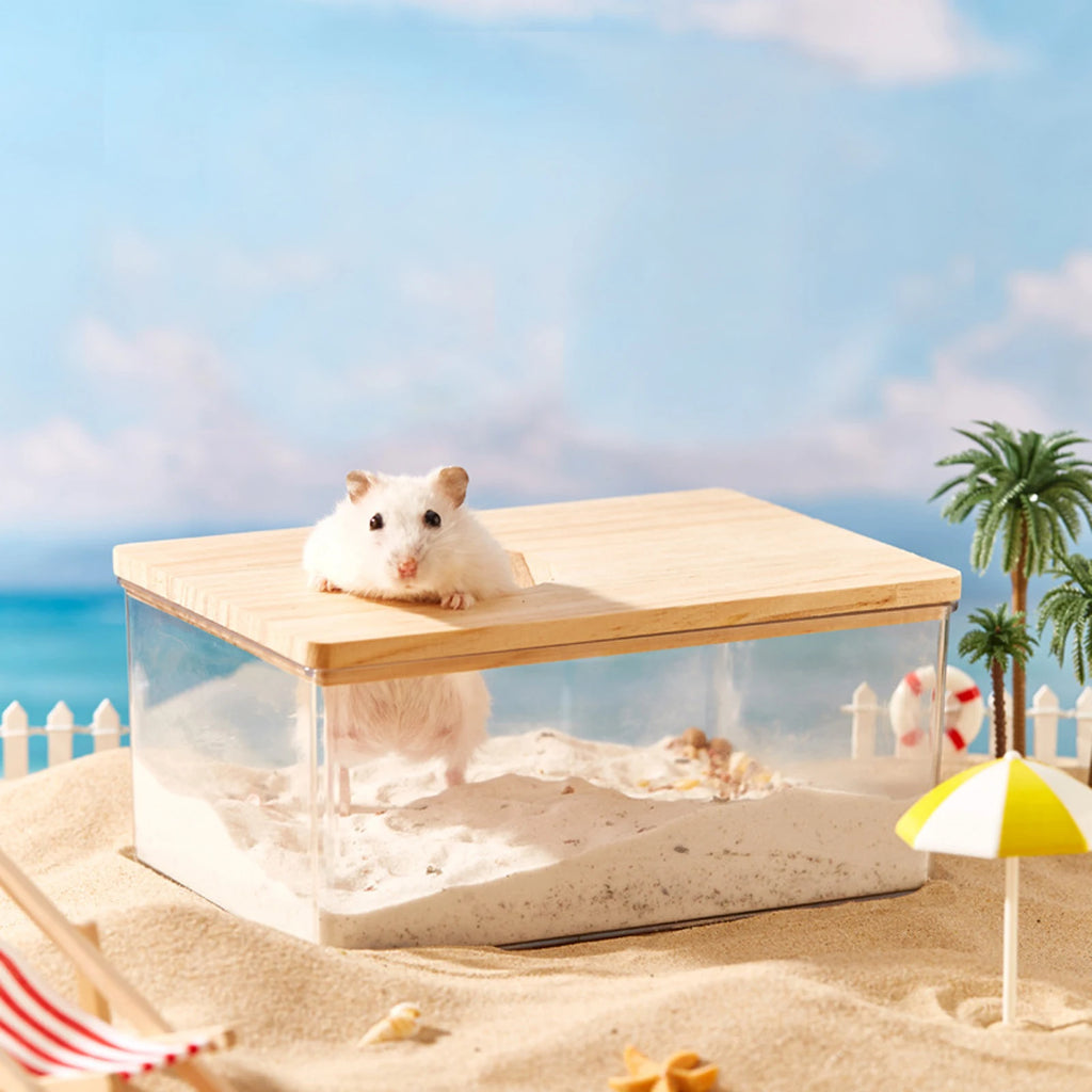 Clear Hamster Sand Bath Box, Small Pet Bathroom and Toilet House