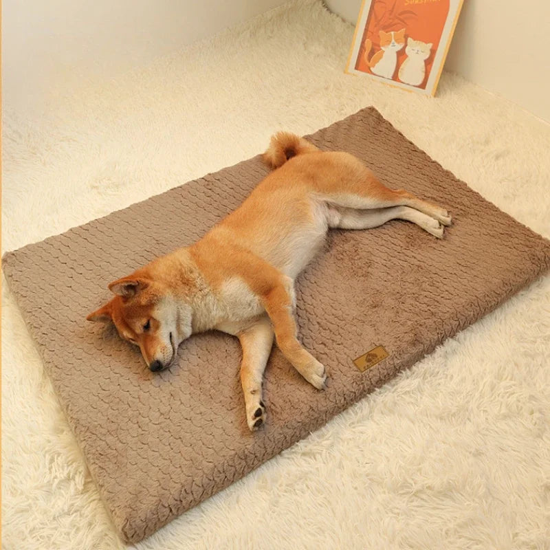 Orthopedic Memory Foam Dog Crate Bed with Washable Faux Fur Cover
