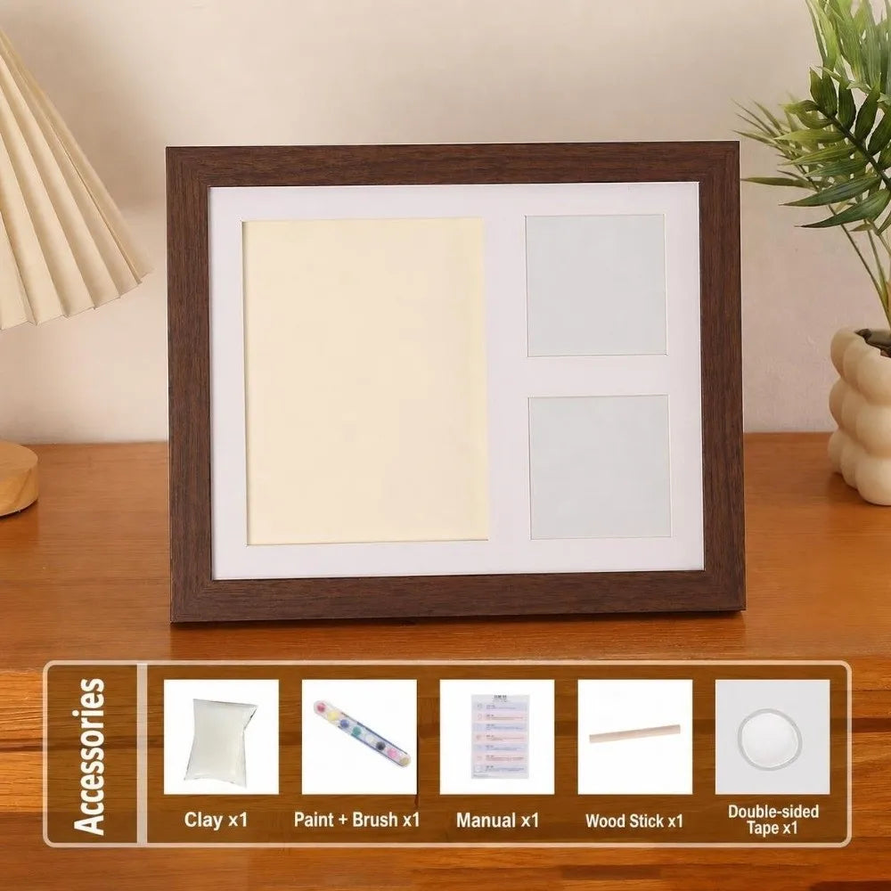DIY Pet Paw Print Clay Keepsake Kit with Wooden Photo Frame