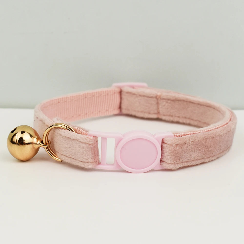 Adjustable Velvet Cat Collar with Bowknot, Safe Breakaway Style