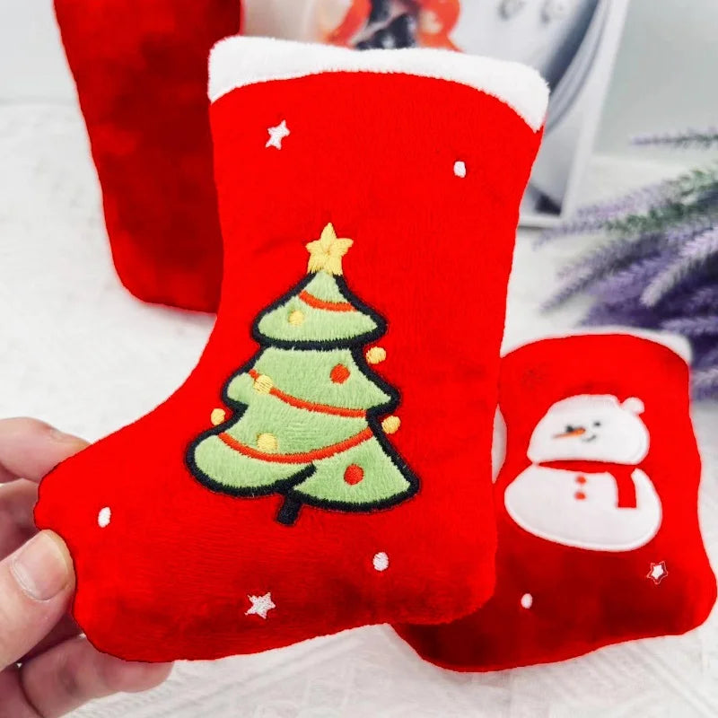 Christmas Squeaky Plush Stocking Dog Toy