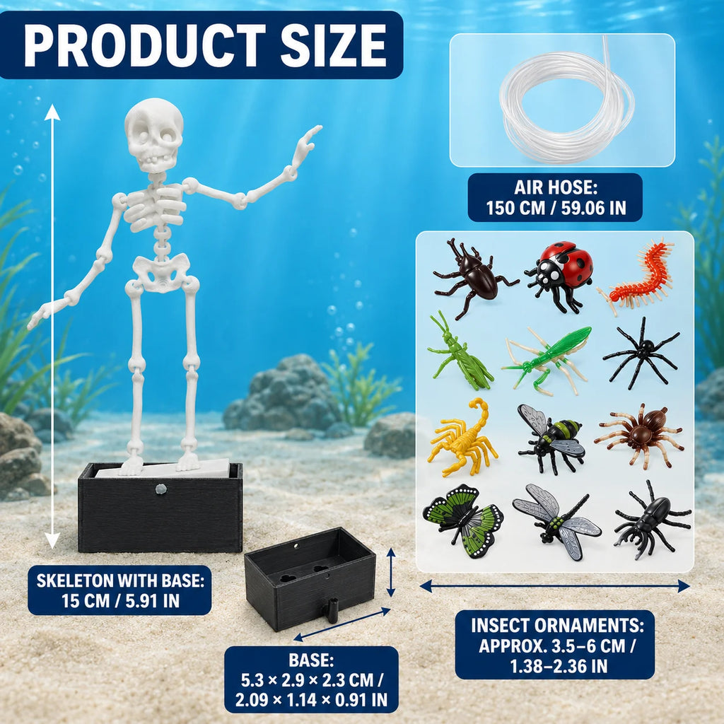 Dancing Skeleton Aquarium Bubbler Ornament for Fish Tanks