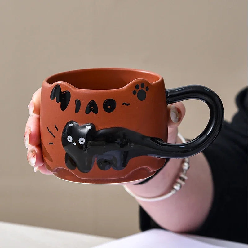 Stacking Cat Ceramic Mug, Cute Cartoon Coffee & Tea Cup Gift