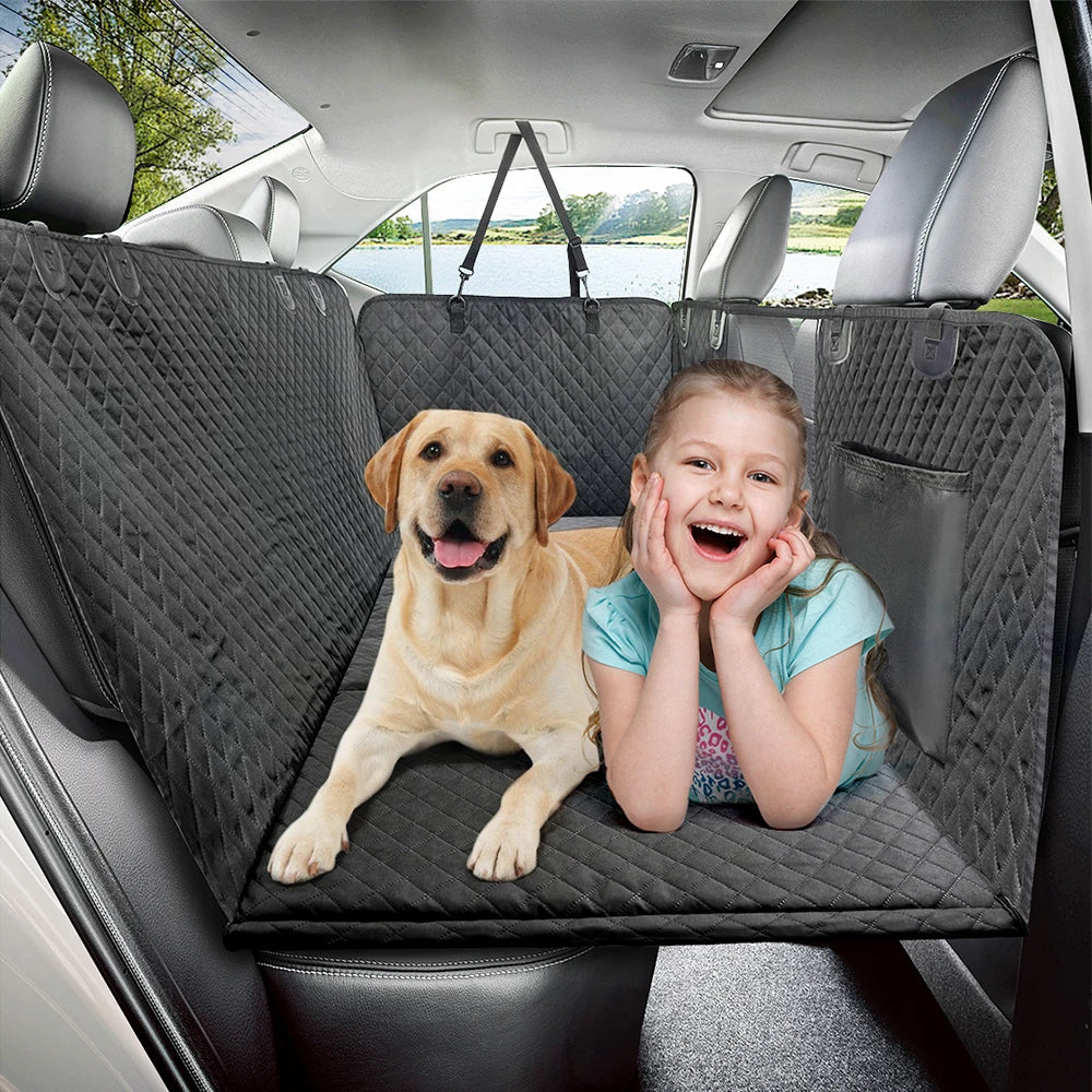 Dog Back Seat Extender with Hard Bottom, Waterproof Car Cover for SUVs