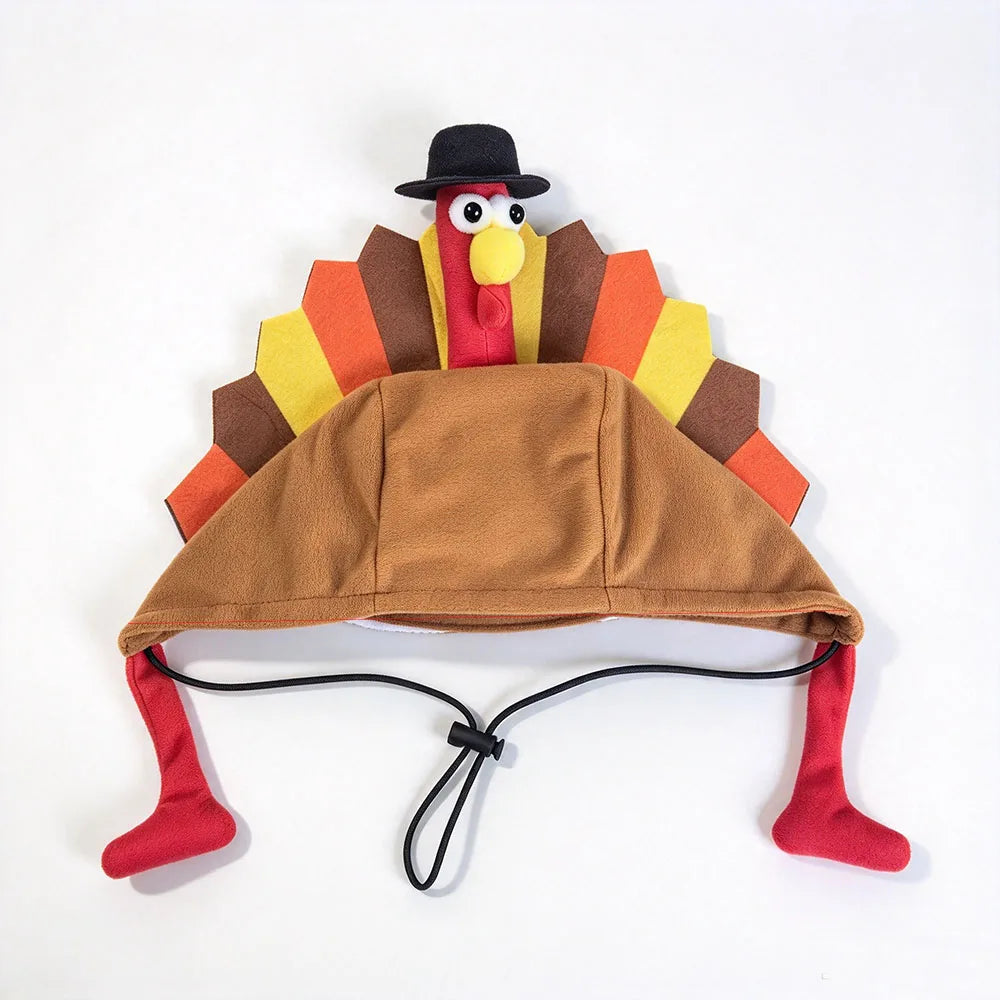 Thanksgiving Turkey Pet Hat, Adjustable Costume for Dogs & Cats
