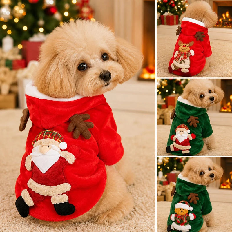 Christmas Flannel Pet Hoodie for Small & Medium Dogs and Cats