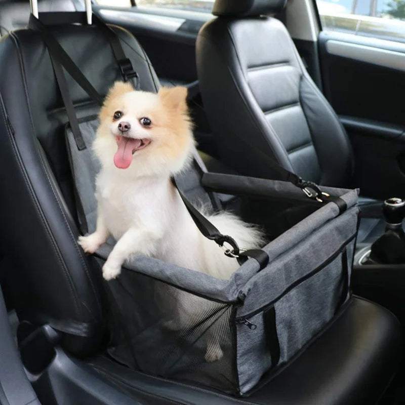 Foldable Dog Car Seat Basket with Safety Leash for Small Pets