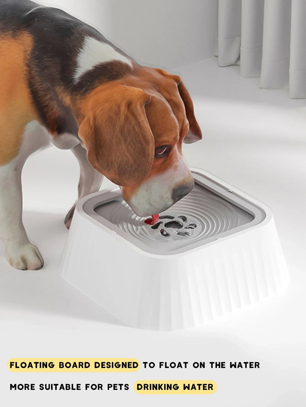 No-Spill Floating Plate Dog Water Bowl, Slow Drinking Dish