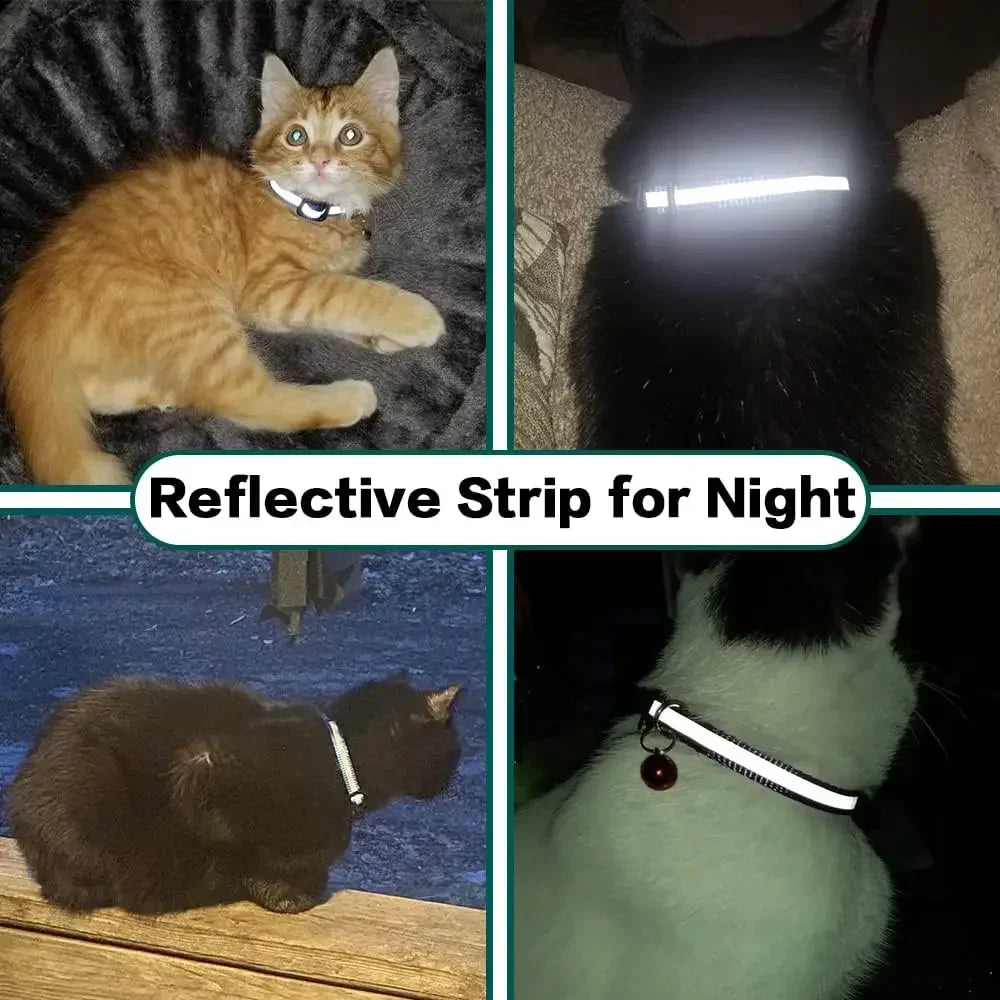 Breakaway Reflective Cat Collar with Bell and AirTag Holder for Cats