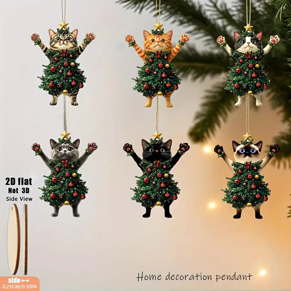 Christmas Cat Ornament, Holiday Home & Car Hanging Decor