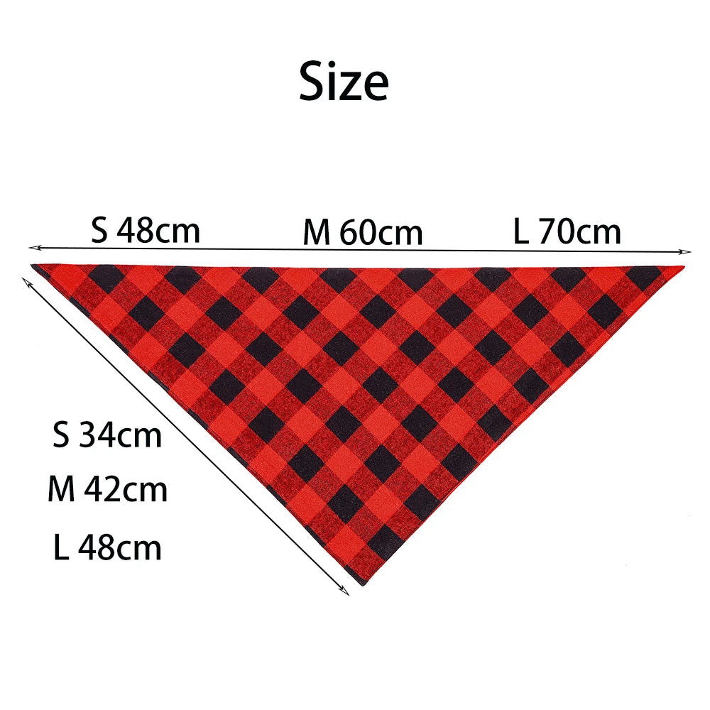 Fall Plaid Dog Bandana Scarf, Washable Cotton