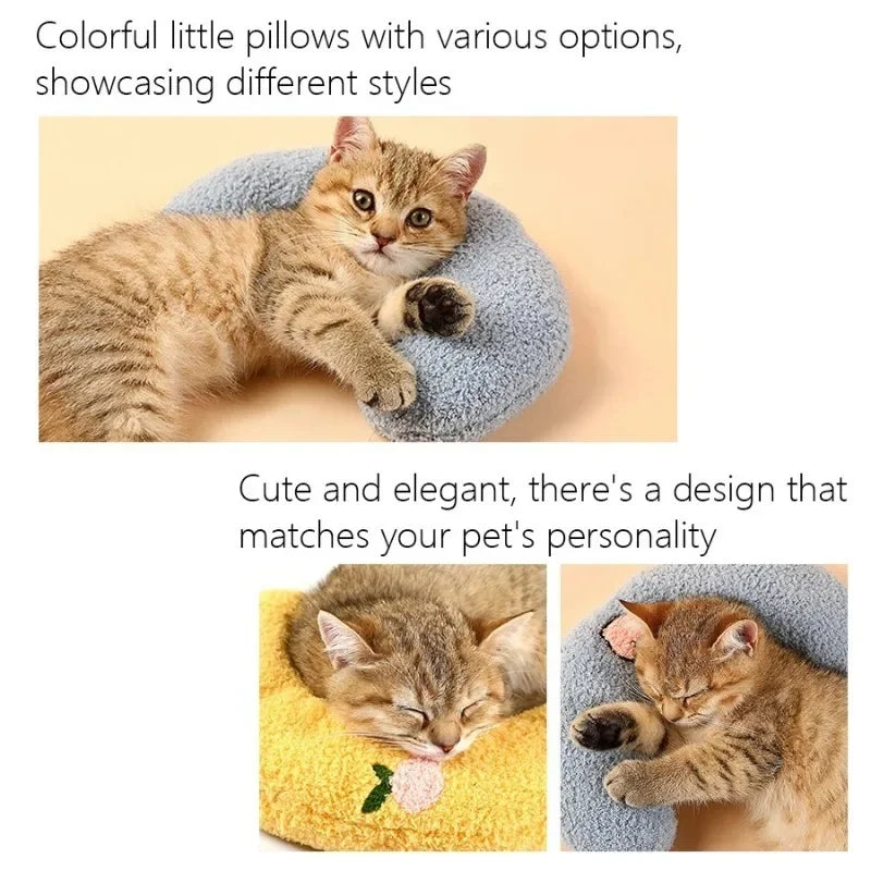 U-Shaped Plush Neck Pillow for Cats & Dogs, Washable Cover