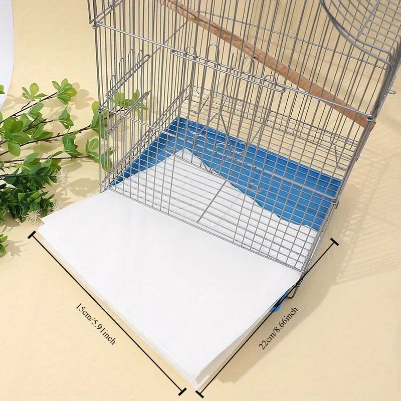 Disposable Bird Cage Liner Pads, 100 Absorbent Non-Woven Sheets