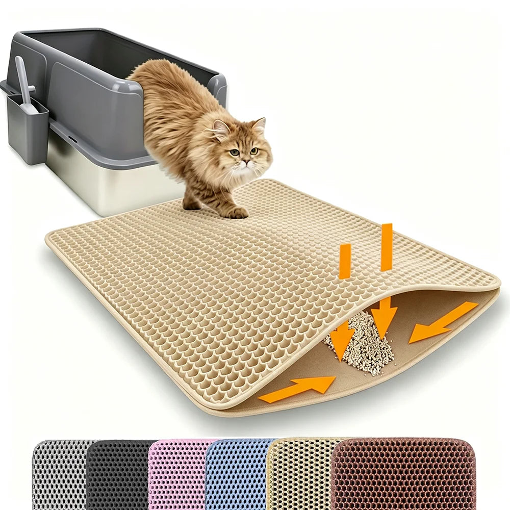 Double-Layer Cat Litter Trapping Mat, Waterproof Non-Slip Pad