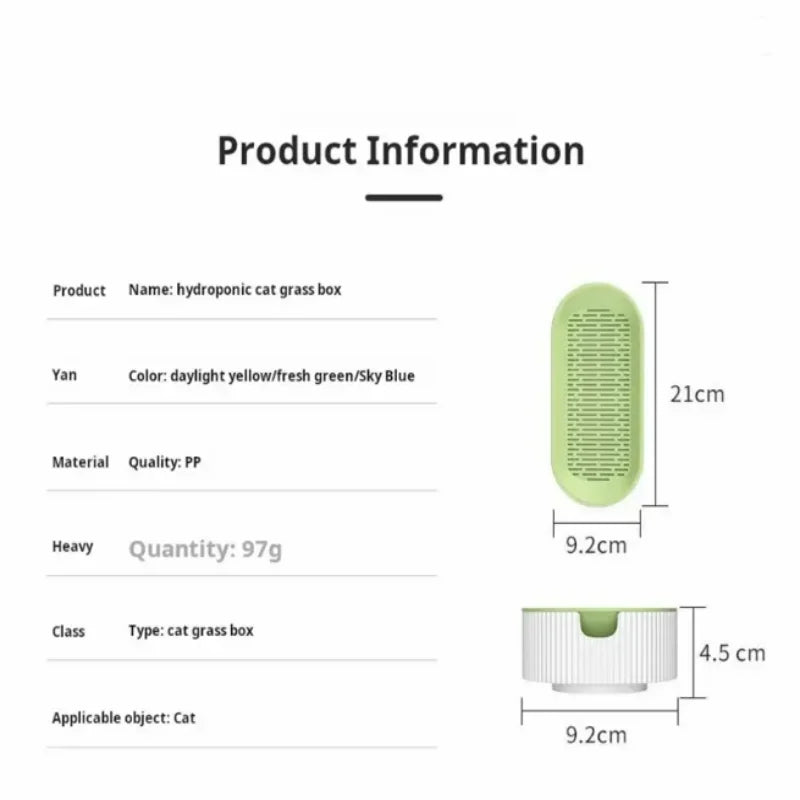 Hydroponic Cat Grass Grow Kit, Soil-Free Planter for Indoor Cats