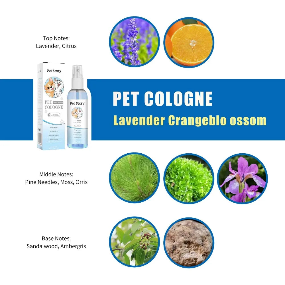 Long-Lasting Pet Cologne Deodorizing Spray for Dogs & Cats, 100ml