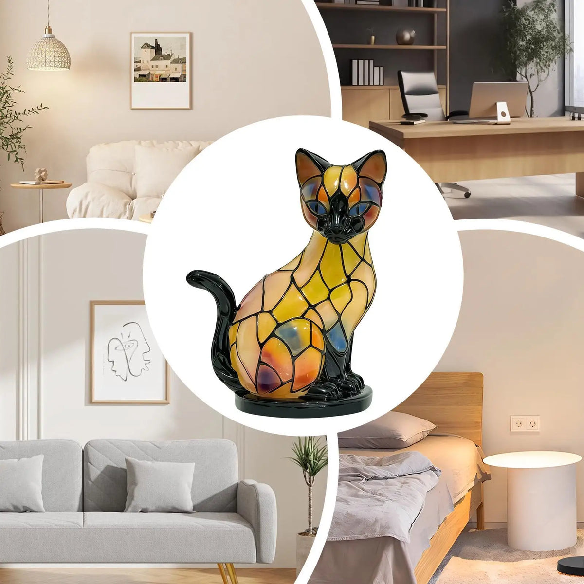 Vintage 3D Resin Cat Lamp, LED Nightlight Decor for Cat Lovers