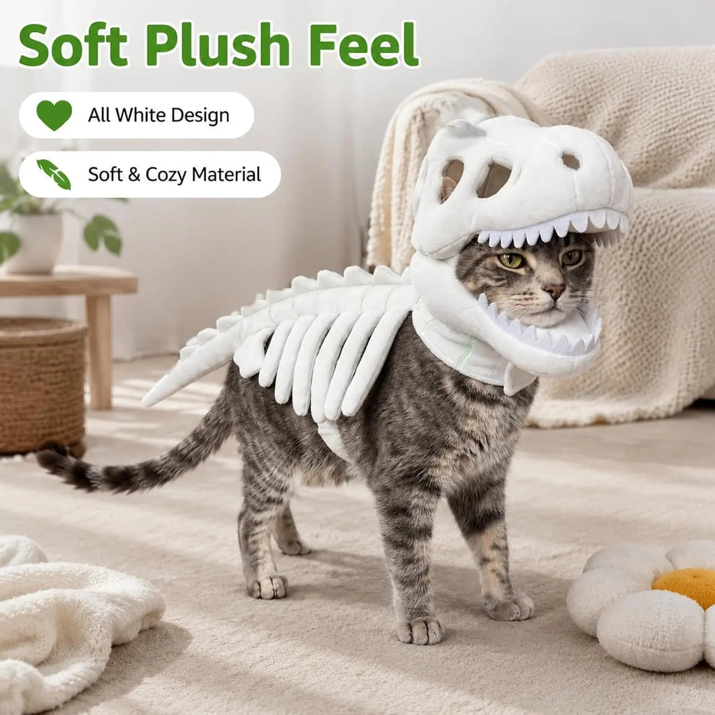 Funny Dinosaur Skeleton Pet Costume for Dogs and Cats Halloween