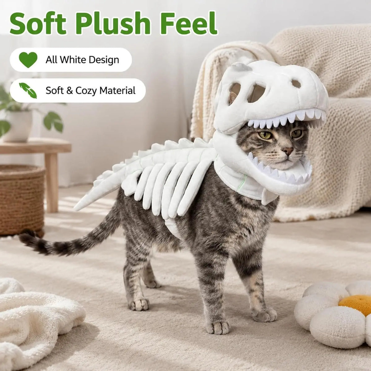 Funny Dinosaur Skeleton Pet Costume for Dogs and Cats Halloween