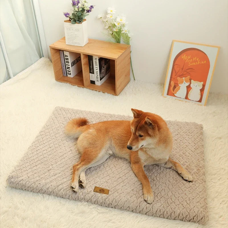 Orthopedic Memory Foam Dog Crate Bed with Washable Faux Fur Cover