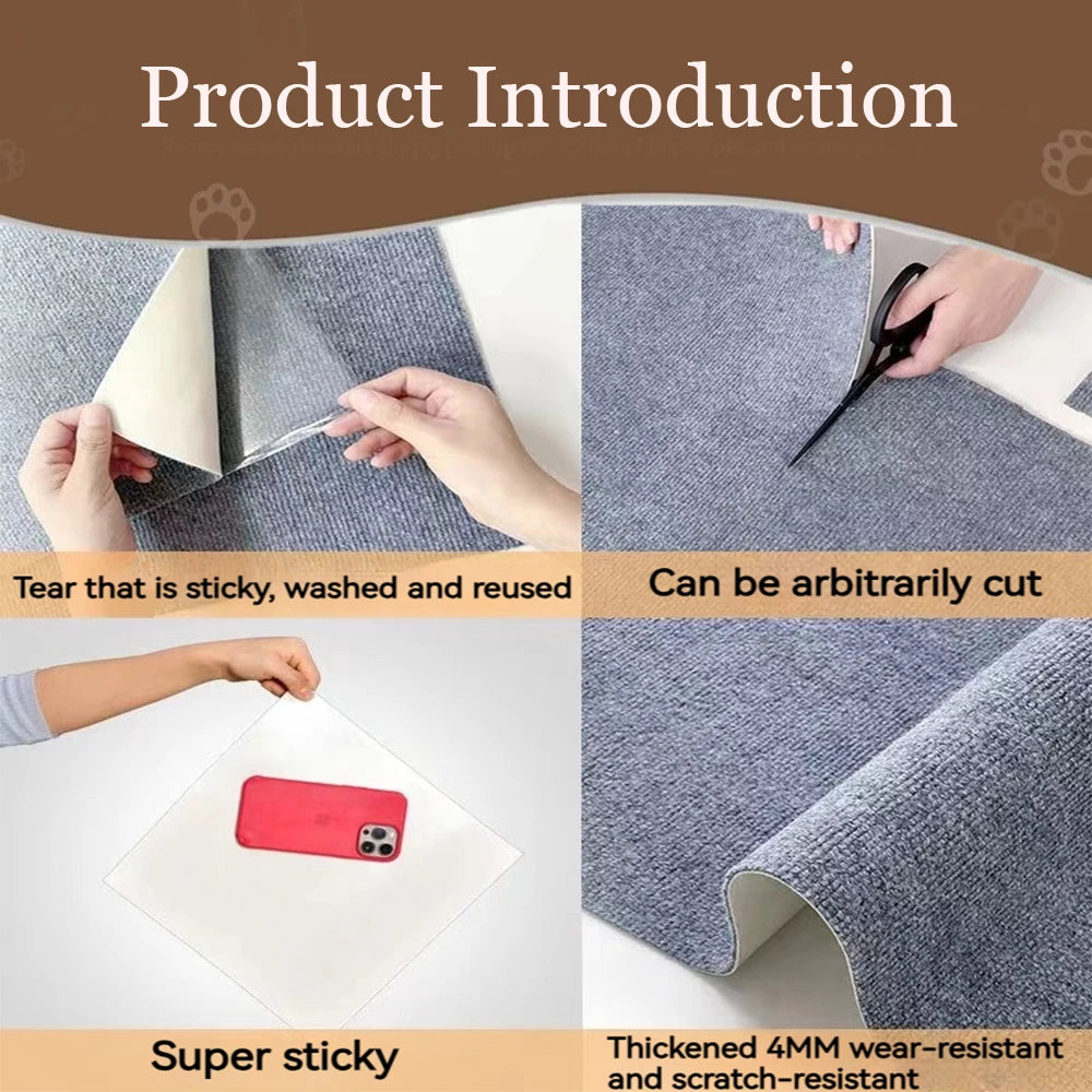 Self-Adhesive Cat Scratching Mat Trimmable Carpet Furniture Protector