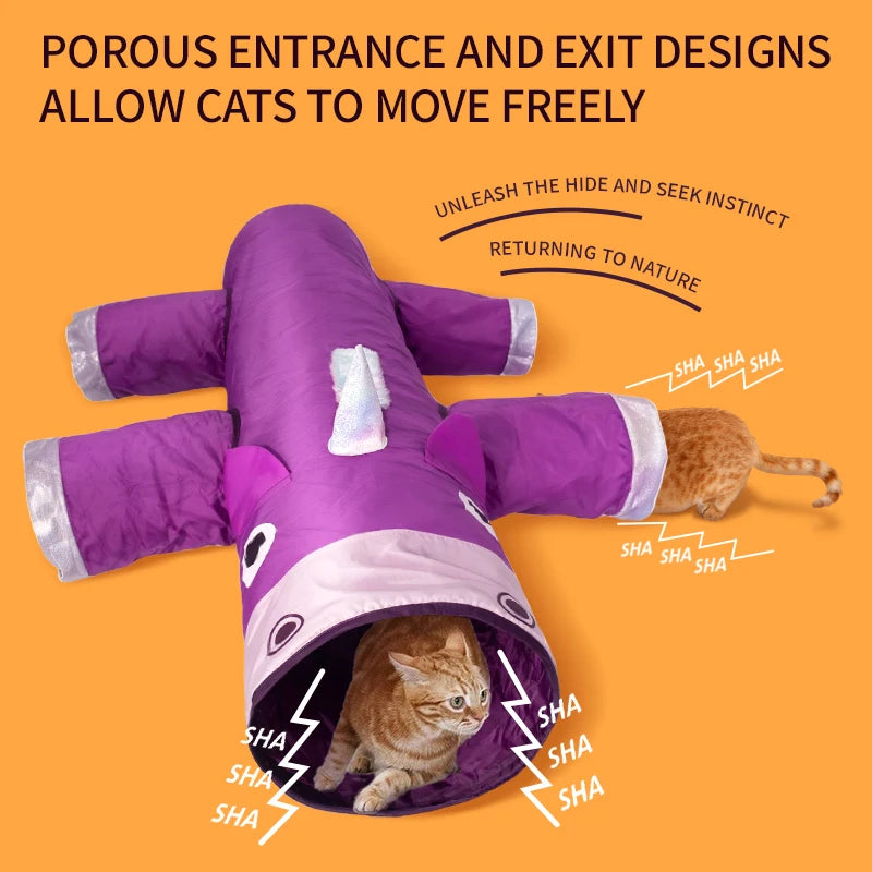Christmas Collapsible Cat Tunnel, 6-Entrance Play Tunnel